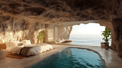 Exclusive Cave Residence with Pool Overlooking the Ocean, Creating an Unique Retreat