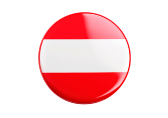 Austria flag with glossy rounded button isolated on transparent background