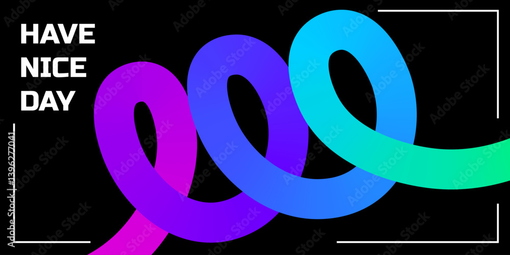 Poster lines with color gradient on a black background. abstract pattern of 3d wavy shapes. vector graphic 