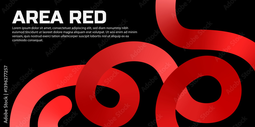Poster lines with red gradient on a black background. abstract pattern of 3d wavy shapes. vector graphic of