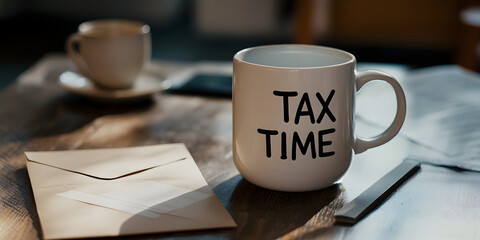 Tax Time Coffee Mug, Office Humor Cup, Funny Tax Season Mug, Accountant Gift Idea, White Ceramic, Large Handle, Morning Coffee Mug
