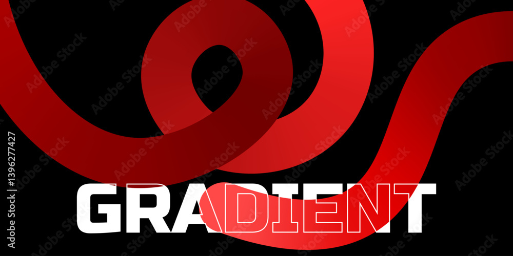 Poster lines with red gradient on a black background. abstract pattern of 3d wavy shapes. vector graphic of