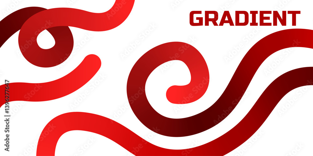 Poster lines with red gradient on a white background. abstract pattern of 3d wavy shapes. vector graphic of