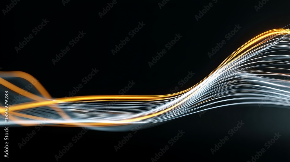 Poster abstract orange and white light trails dynamic flowing elegant swirling lines modern design backgrou