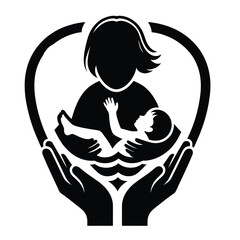 saving a child silhouette icon Clipart image isolated on white background