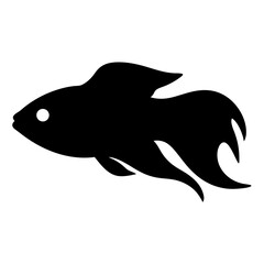 betta fish black silhouette of a moorish idol fish aquatic animal ocean life- simple black silhouette of a betta fish tropical sea life animal icon,