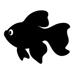 betta fish black silhouette of a moorish idol fish aquatic animal ocean life- simple black silhouette of a betta fish tropical sea life animal icon,