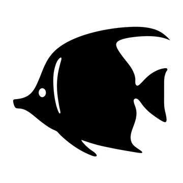 recommend clip art: bristlenose pleco fish black silhouette of a moorish idol fish aquatic animal ocean life- simple black silhouette of a bristlenose pleco fish tropical sea life animal icon,