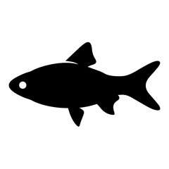 cherry barb fish  black silhouette of a moorish idol fish aquatic animal ocean life- simple black silhouette of a cherry barb fish  tropical sea life animal icon,