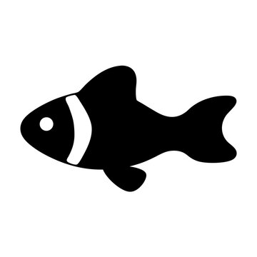 recommend clip art: clown loach fish black silhouette of a moorish idol fish aquatic animal ocean life- simple black silhouette of a clown loach fish tropical sea life animal icon,