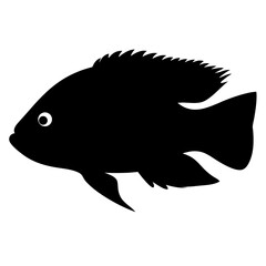 dwarf cichlid fish black silhouette of a moorish idol fish aquatic animal ocean life- simple black silhouette of a dwarf cichlid fish tropical sea life animal icon,