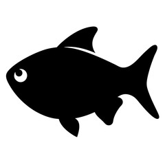 ember tetra fish black silhouette of a moorish idol fish aquatic animal ocean life- simple black silhouette of a ember tetra fish tropical sea life animal icon,