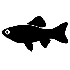 endler s livebearer fish black silhouette of a moorish idol fish aquatic animal ocean life- simple black silhouette of a endler s livebearer fish tropical sea life animal icon,