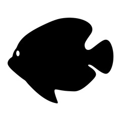 green terror fish black silhouette of a moorish idol fish aquatic animal ocean life- simple black silhouette of a green terror fish tropical sea life animal icon,