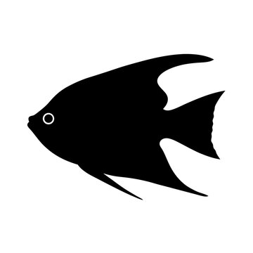 recommend clip art: gourami fish black silhouette of a moorish idol fish aquatic animal ocean life- simple black silhouette of a gourami fish tropical sea life animal icon,