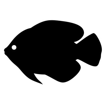 recommend clip art: gourami fish black silhouette of a moorish idol fish aquatic animal ocean life- simple black silhouette of a gourami fish tropical sea life animal icon,