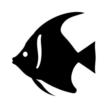 recommend clip art: guppy fish black silhouette of a moorish idol fish aquatic animal ocean life- simple black silhouette of a guppy fish tropical sea life animal icon,
