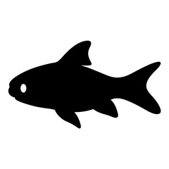 siamese algae eater fish black silhouette of a moorish idol fish aquatic animal ocean life- simple black silhouette of a siamese algae eater fish tropical sea life animal icon,