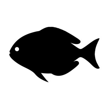 recommend clip art: silver dollar fish black silhouette of a moorish idol fish aquatic animal ocean life- simple black silhouette of a silver dollar fish tropical sea life animal icon,