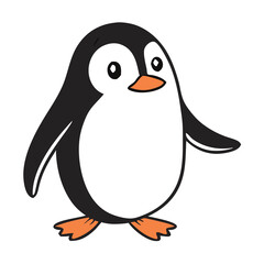 Cute Cartoon Penguin Collection – Vector Set with Ice Cream, Heart Balloon, Speech Bubble, Sign, and Arctic Scene.