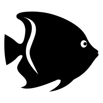 recommend clip art: angelfish black silhouette of a moorish idol fish aquatic animal ocean life- simple black silhouette of a angelfish tropical sea life animal icon,