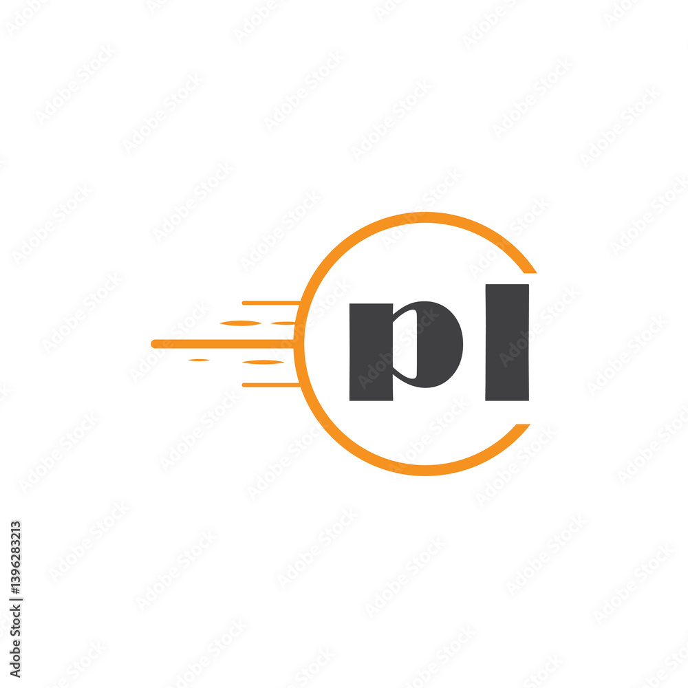 Fototapete initial monogram logo with circle style design.