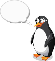 Cute Cartoon Penguin Collection – Vector Set with Ice Cream, Heart Balloon, Speech Bubble, Sign, and Arctic Scene.