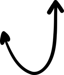 Curved hand drawn arrow with playful loop