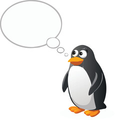 Cute Cartoon Penguin Collection – Vector Set with Ice Cream, Heart Balloon, Speech Bubble, Sign, and Arctic Scene.