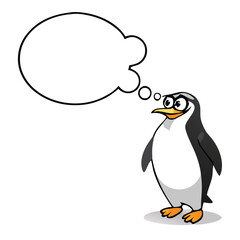 Cute Cartoon Penguin Collection – Vector Set with Ice Cream, Heart Balloon, Speech Bubble, Sign, and Arctic Scene.