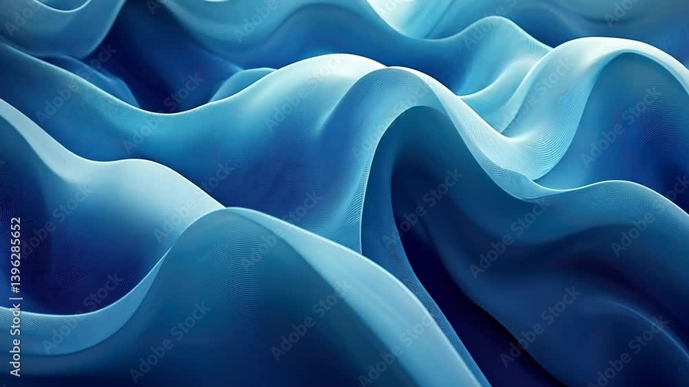 Poster mesmerizing abstract waves smooth blue textures and fluid patterns evoke serene depth of ocean