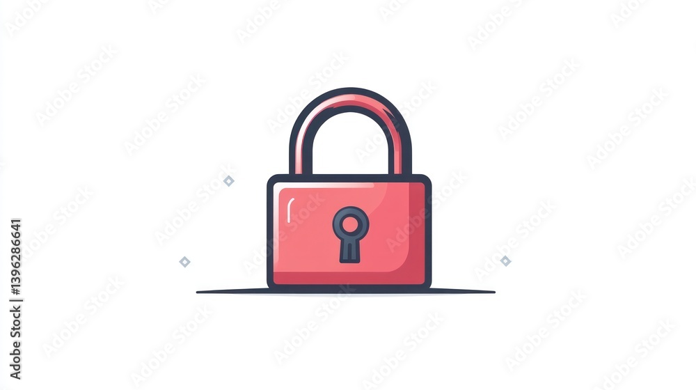 Poster secure lock icon red padlock with keyhole for safety and protection design