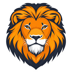 Obraz premium Majestic Lion Portrait with Striking Orange Mane and Powerful Presence Against a Transparent Background