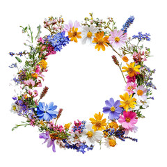 Floral crown made of wild spring flowers, Transparent Image
