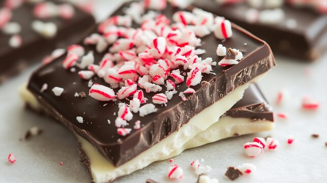 Homemade peppermint bark chocolate delicious slab of dark and white chocolate topped with crushed peppermint candy