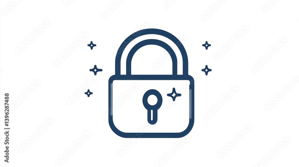 Poster security padlock icon line art graphic design element for website app and presentation
