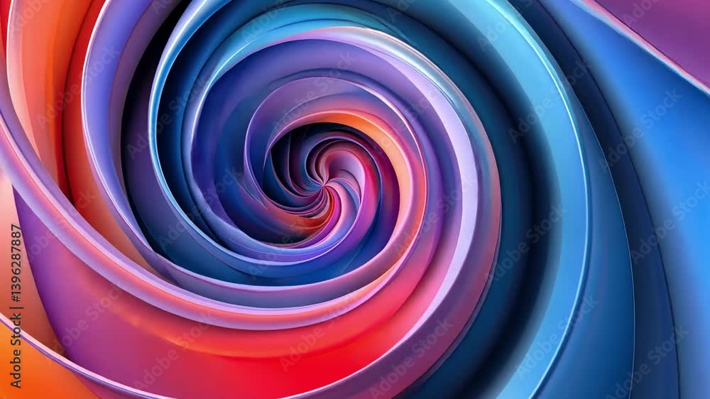 Poster dynamic spiral design mesmerizing blend of blue, purple, and red colors creating depth and movement 
