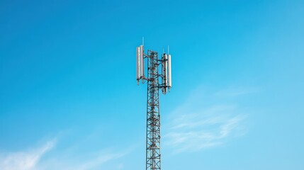 Communications infrastructure piercing the azure sky, enabling connectivity across vast distances