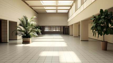 Fototapeta premium Empty Light Beige Modern Hallway