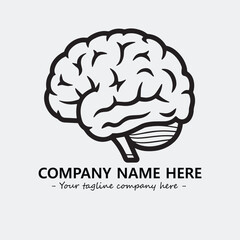 Brain illustration black and white for logo company vector image

