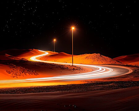 Desert Road at Night