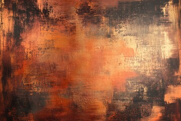 Obraz premium Abstract painting featuring shades of orange, brown, and gold with textured brush strokes and depth