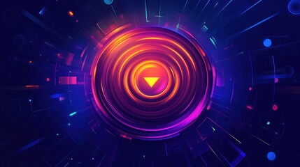 Vibrant Abstract Circle with Glowing Triangle Center Perfect for Technology Futuristic and D