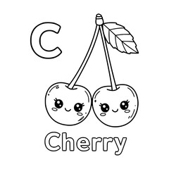 Drawing Cherry fruit illustration for coloring book kids