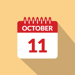 October 11 Calendar icon vector illustration.
