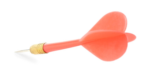 One red dart arrow in air isolated on white