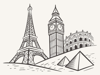 Obraz premium doodle around the world