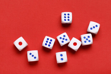 White game dices on red background