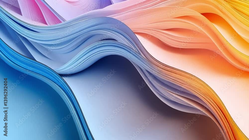 Poster colorful waves of paper dynamic abstract background with gradient textures and flowing designs evoki