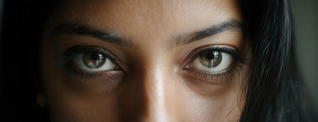 Naklejka premium Focused gaze of a woman with striking eyes.